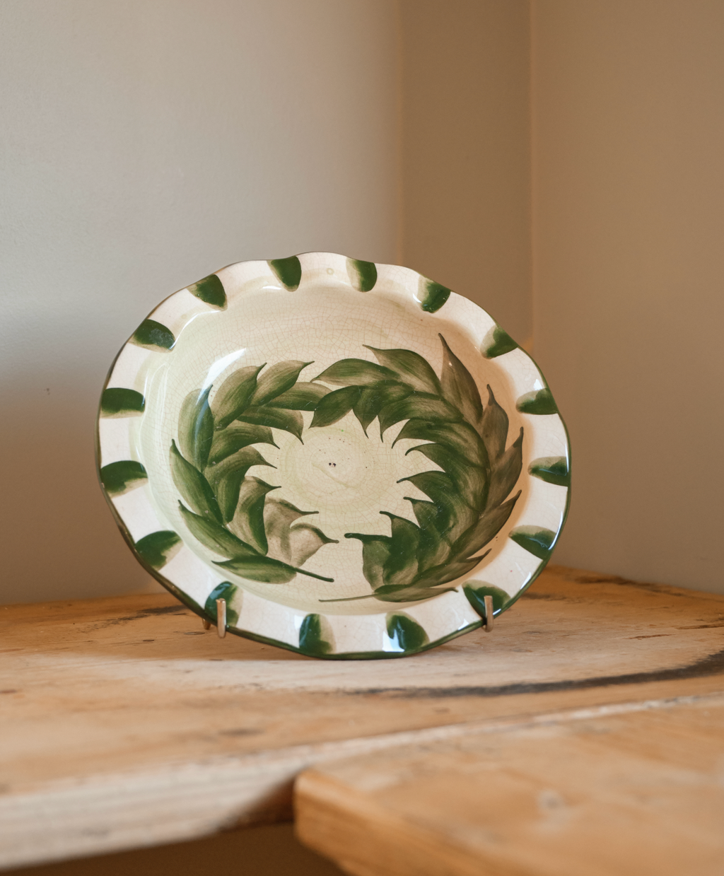 Green Leaf Plate Isle of Man Pottery