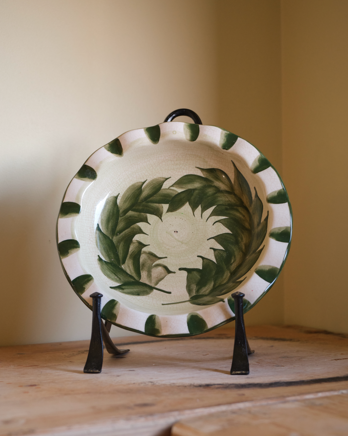 Green Leaf Plate Isle of Man Pottery