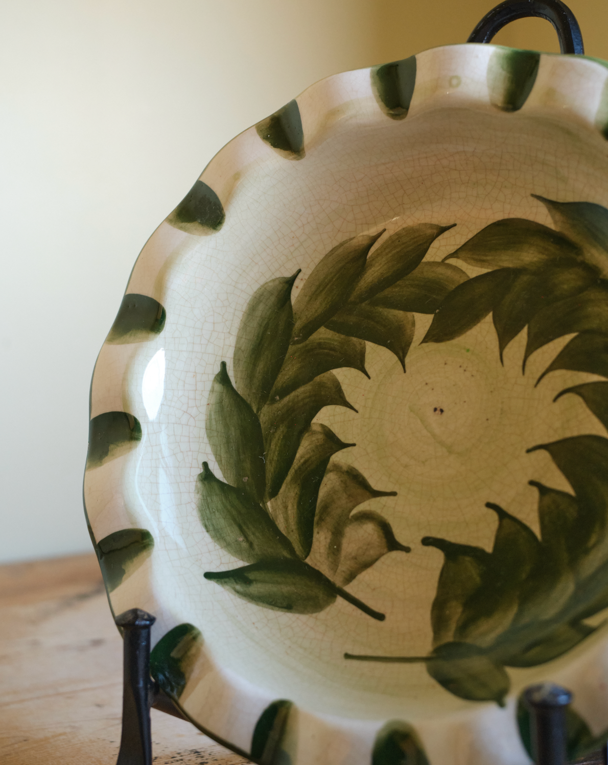 Green Leaf Plate Isle of Man Pottery