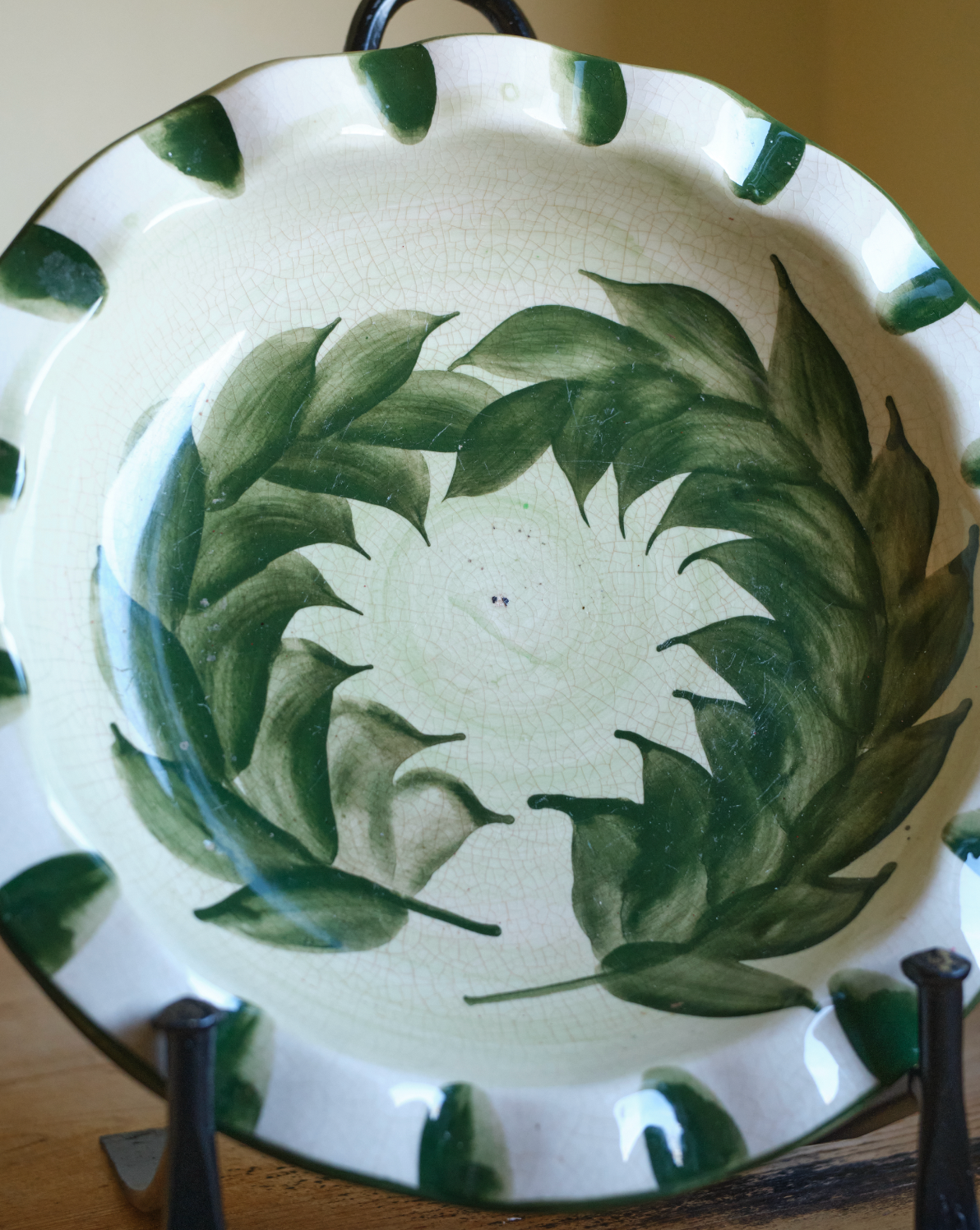 Green Leaf Plate Isle of Man Pottery