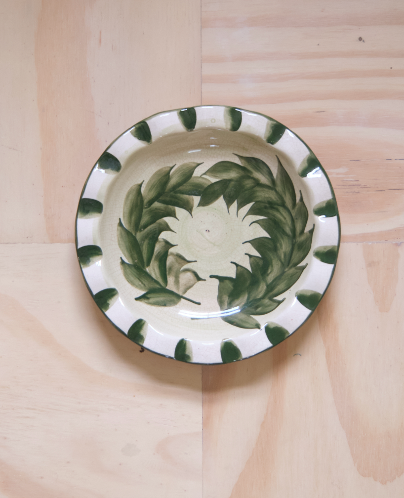 Green Leaf Plate Isle of Man Pottery