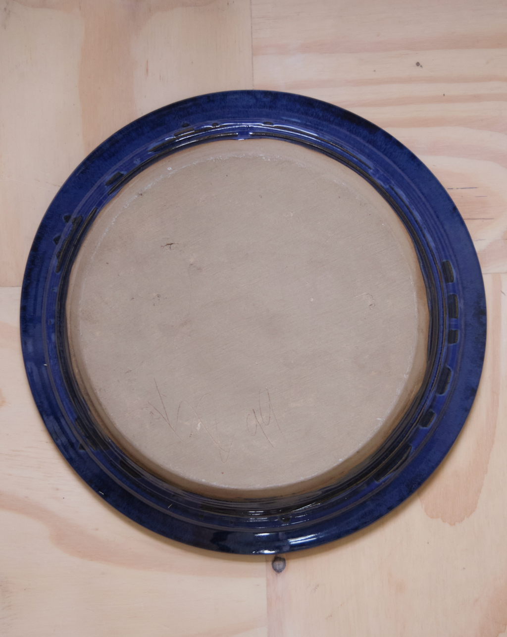 Large Blue Slipware Charger