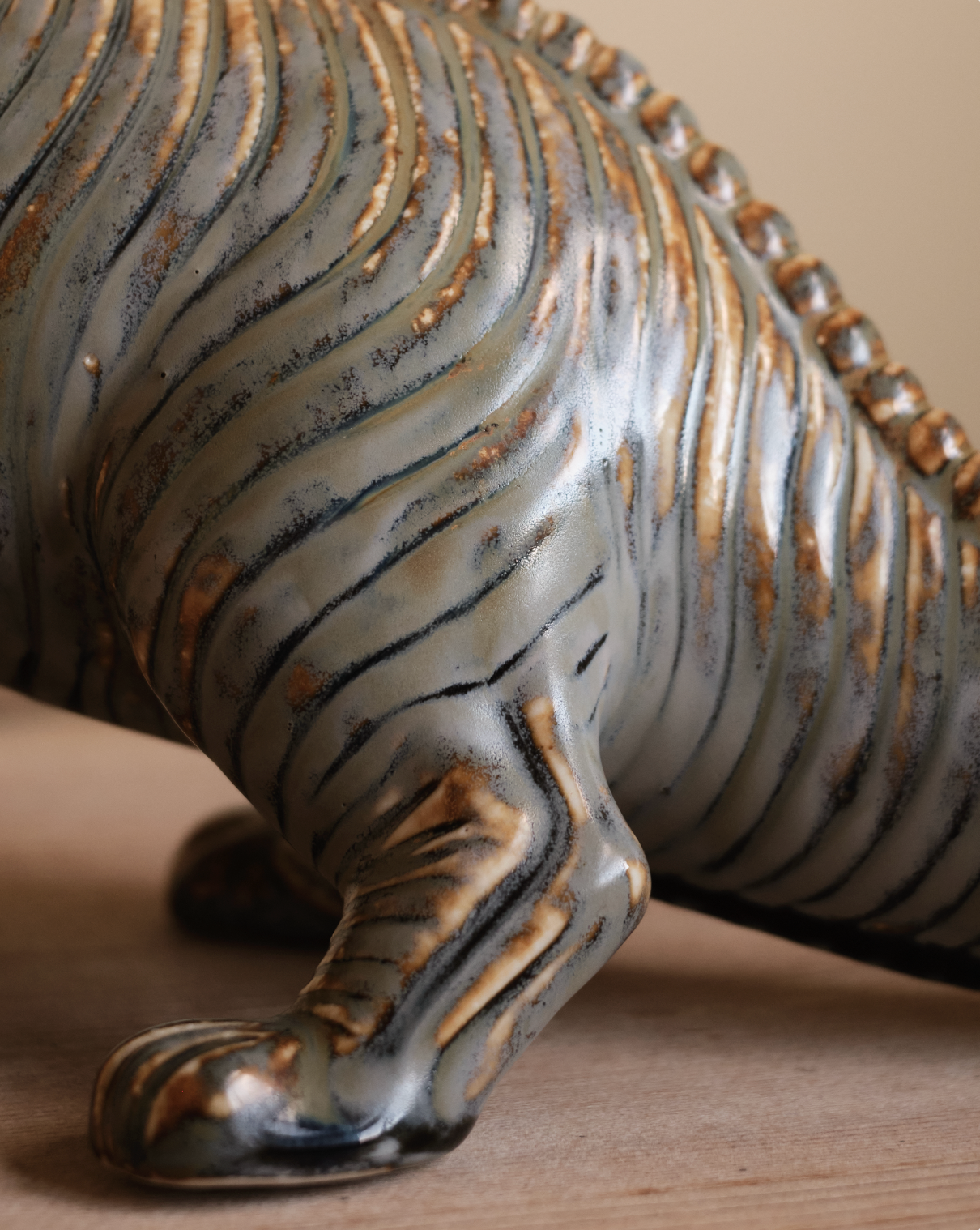 Dinosaur, glazed stoneware