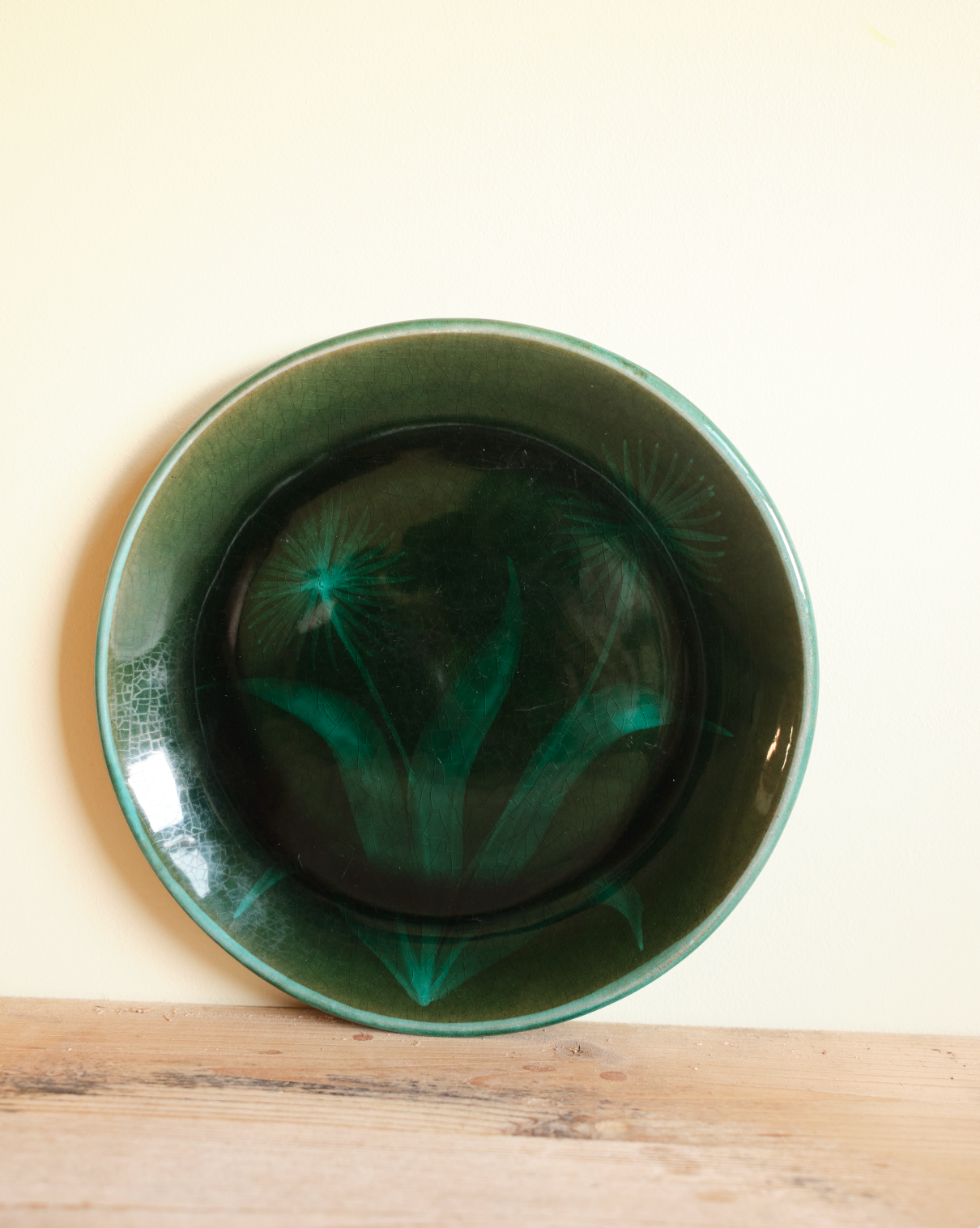 Set of 4 Cerasarda Italy - Turquoise Green Botanical plates