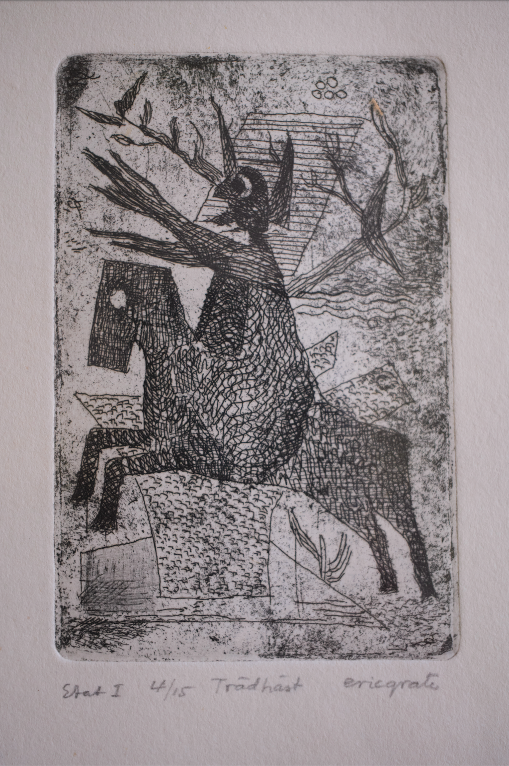 Eric Grate, Tree horse, etching,