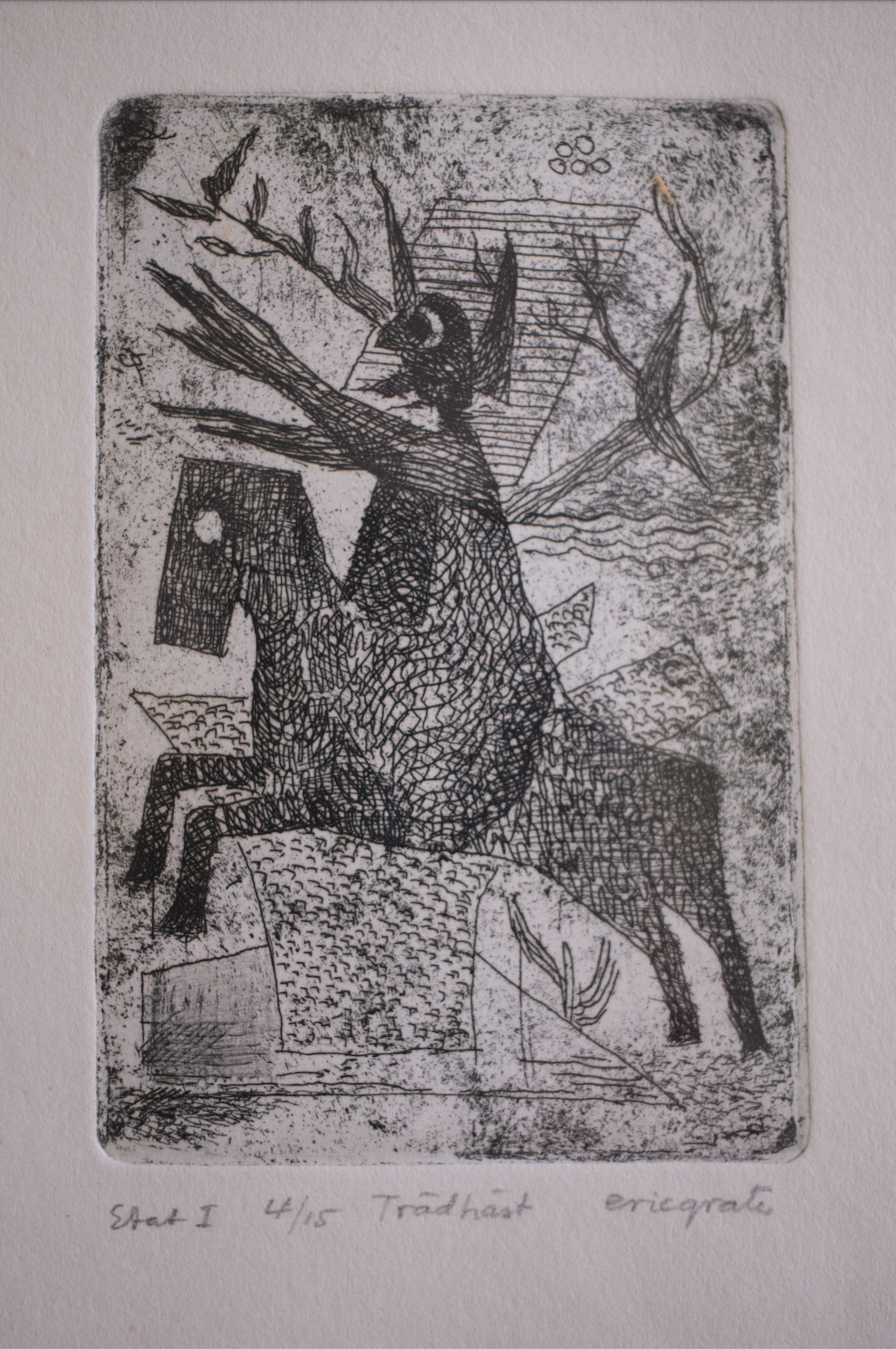 Eric Grate, Tree horse, etching,