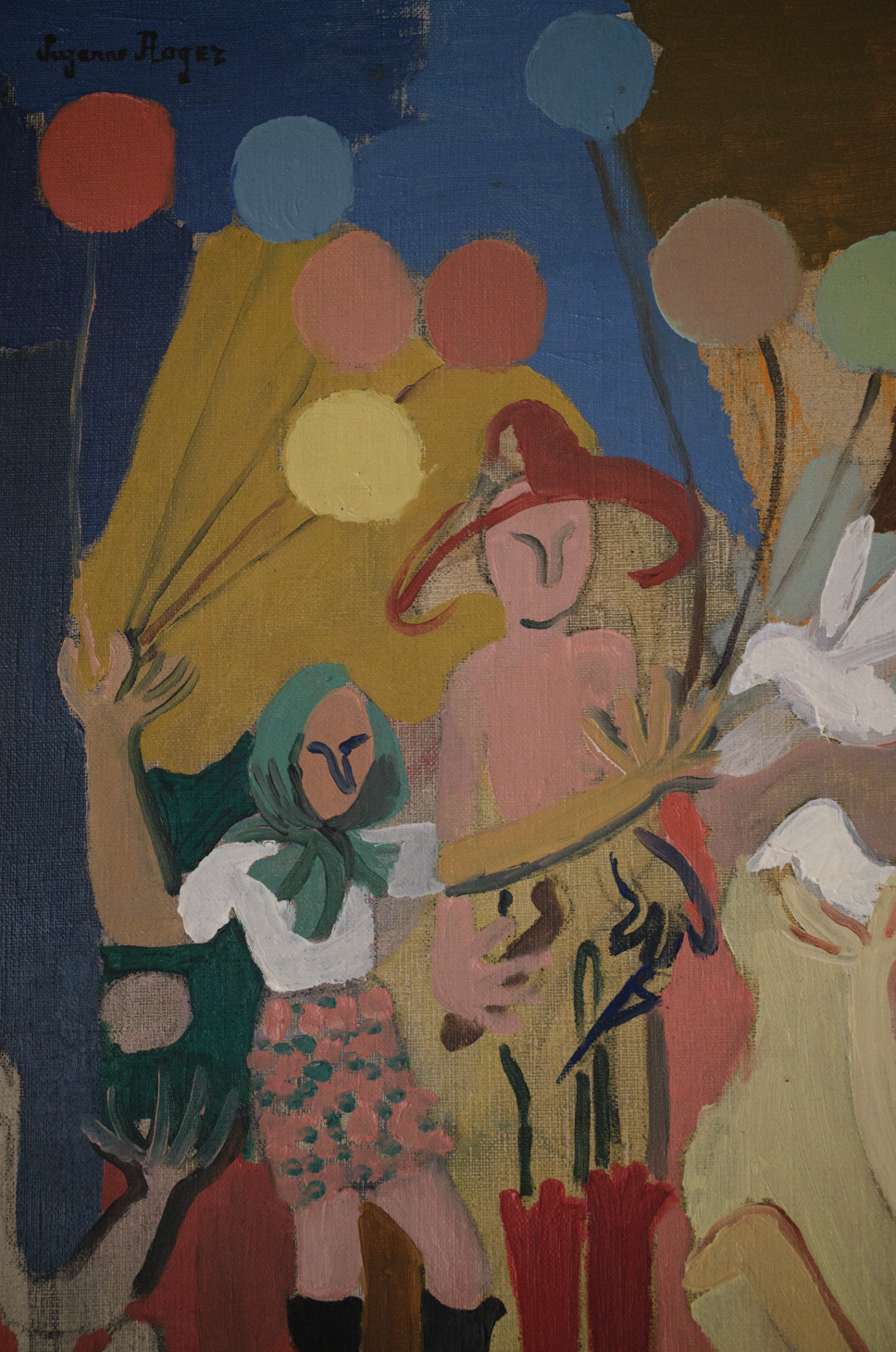 A SUZANNE ROGER “La fête d'enfants”, oil on canvas, signed.