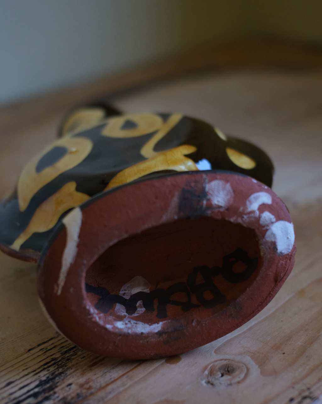 X DYLAN BOWEN slip decorated earthenware bottle