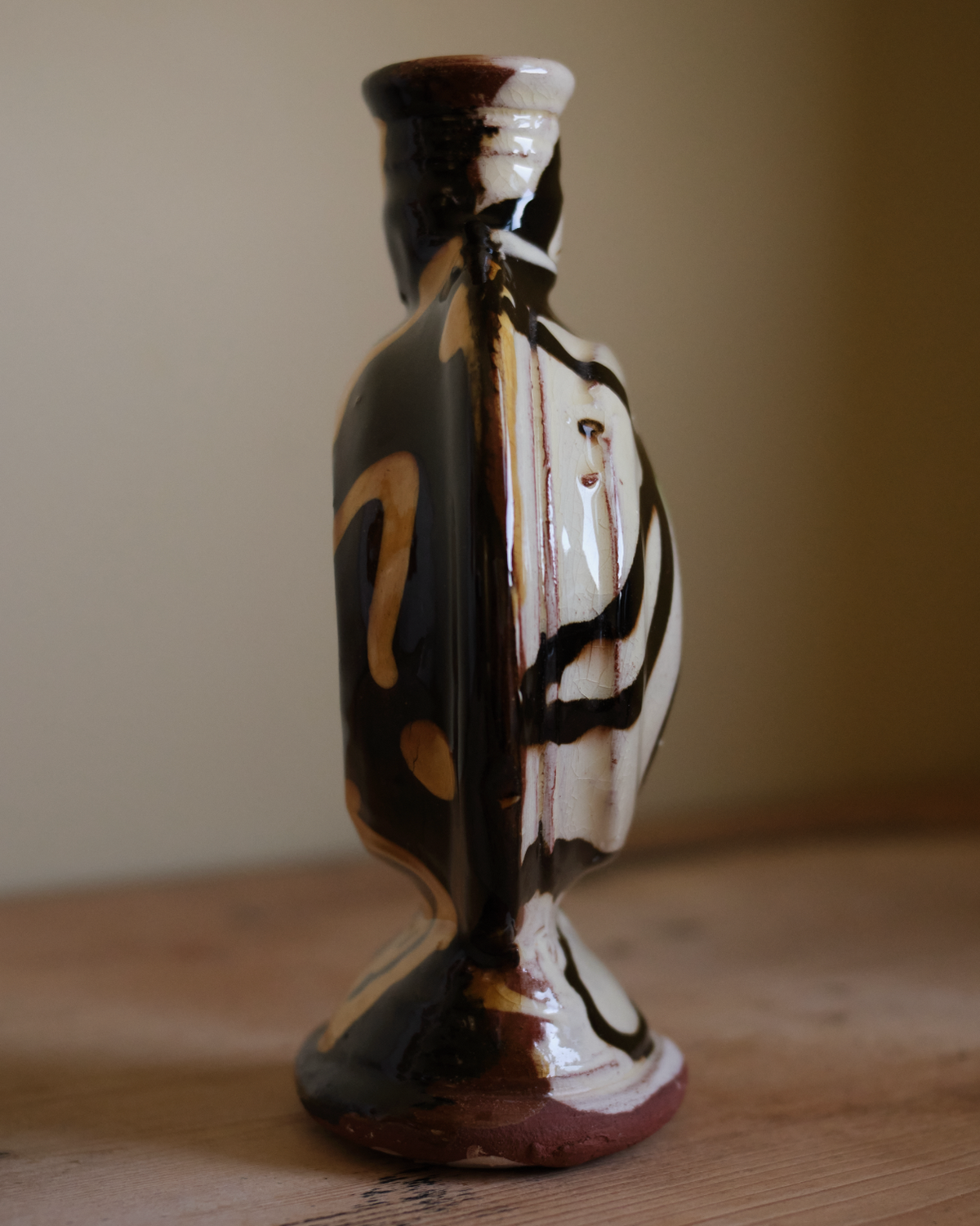 X DYLAN BOWEN slip decorated earthenware bottle